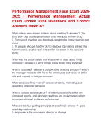 Performance Management Final Exam 2024- 2025 | Performance Management Actual  Exam Update 2024 Questions and Correct  Answers Rated A+ | Verified Performance Management Exam 2024-2025 Quiz with Accurate Solutions Aranking andpassn