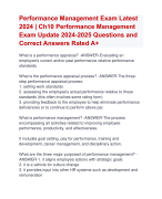 Performance Management Exam Latest  2024 | Ch10 Performance Management  Exam Update 2024-2025 Questions and  Correct Answers Rated A+ | Verified Performance Management Exam LatestUpdate  2024-2025 Quiz with Accurate Solutions Aranking Allpassn
