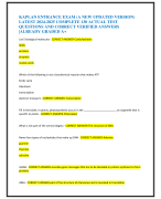 KAPLAN ENTRANCE EXAM (A NEW UPDATED VERSION)  LATEST 2024-2025 COMPLETE 130 ACTUAL TEST  QUESTIONS AND CORRECT VERIFIED ANSWERS  |ALREADY GRADED A+