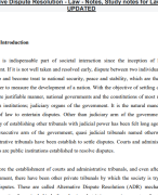 Alternative Dispute Resolution - Law - Notes, Study notes for Law LATEST UPDATED