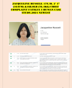 JACQUELINE RUSSELL 17Y/O, 5’ 4”  (164CM) &168.0LB (76.4KG) CHIEF  COMPLAINT FATIGUE I HUMAN CASE  STUDY,2024 NEWEST