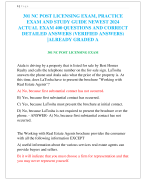 301 NC POST LICENSING EXAM, PRACTICE  EXAM AND STUDY GUIDE NEWEST 2024  ACTUAL EXAM 400 QUESTIONS AND CORRECT  DETAILED ANSWERS (VERIFIED ANSWERS) |ALREADY GRADED A