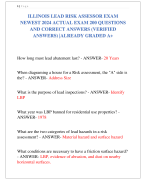 ILLINOIS LEAD RISK ASSESSOR EXAM  NEWEST 2024 ACTUAL EXAM 200 QUESTIONS  AND CORRECT ANSWERS (VERIFIED  ANSWERS) |ALREADY GRADED A+
