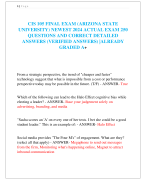 CIS 105 FINAL EXAM (ARIZONA STATE  UNIVERSITY) NEWEST 2024 ACTUAL EXAM 250  QUESTIONS AND CORRECT DETAILED  ANSWERS (VERIFIED ANSWERS) |ALREADY GRADED A+