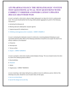 ATI PHARMACOLOGY THE HEMATOLOGIC SYSTEM  TEST QUESTIONS ACTUAL TEST QUESTIONS WITH  CORRECT VERIFIED ANSWERS LATEST UPDATES  2024 |GUARANTEED PASS