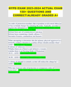 NYPD EXAM 2023-2024 ACTUAL EXAM 150+ QUESTIONS AND CORRECT/ALREADY GRADED A+