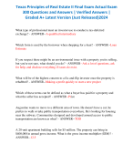 Texas Principles of Real Estate II Final Exam Actual Exam 300 Questions and Answers | Verified Answers | Graded A+ Latest Version (Just Released)2024