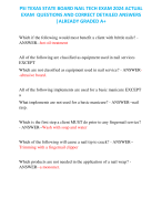 PSI TEXAS STATE BOARD NAIL TECH EXAM 2024 ACTUAL EXAM QUESTIONS AND CORRECT DETAILED ANSWERS |ALREADY GRADED A+