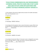 TCOLE (TEXAS COMMISSION ON LAW ENFORCEMENT) LICENSING EXAM, PRACTICE EXAM AND STUDY GUIDE 2023-2024 ACTUAL EXAM 500 QUESTIONS AND CORRECT DETAILED ANSWERS|ALREADY GRADED A+