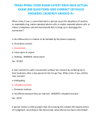 TEXAS PENAL CODE EXAM LATEST 2023-2024 ACTUAL EXAM 300 QUESTIONS AND CORRECT DETAILED ANSWERS |ALREADY GRADED A+