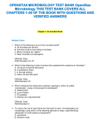 OPENSTAX MICROBIOLOGY TEST BANK OpenStax Microbiology THIS TEST BANK COVERS ALL CHAPTERS 1-26 OF THE BOOK WITH QUESTIONS AND VERIFIED ANSWERS 