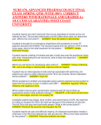 NURS 676, ADVANCED PHARMACOLOGY FINAL EXAM (SPRING QTR) WITH 100% CORRECT ANSWERS WITH RATIONALE AND GRADED A+ (SUCCESS GUARANTEE):WEST COAST UNIVERSITY