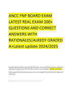 ANCC FNP BOARD EXAM LATEST REAL EXAM 200+ QUESTIONS AND CORRECT ANSWERS WITH RATIONALES|ALREDY GRADED A+Latest update 2024/2025