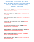PSYC 302 FINAL EXAM NEWEST 2024 ACTUAL EXAM TEST BANK 500+ QUESTIONS AND CORRECT DETAILED ANSWERS (VERIFIED ANSWERS) |ALREADY GRADED A+