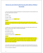 Maternal and Child Health Nursing 8th Edition Pillitteri  Test Bank