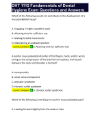 DHT 1115 Fundamentals of Dental Hygiene Exam Questions and Answers 