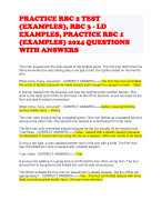 PRACTICE RBC 2 TEST (EXAMPLES), RBC 3 - LD EXAMPLES, PRACTICE RBC 1 (EXAMPLES) 2024 QUESTIONS WITH ANSWERS  