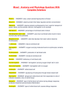 Blood - Anatomy and Physiology Questions With Complete Solutions