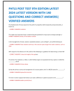 PHTLS POST TEST 9TH EDITION LATEST  2024 LATEST VERSION WITH 140 QUESTIONS AND CORRECT ANSWERS|  VERIFIED ANSWERS