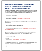 PHTLS PRE-TEST LATEST 2024 QUESTIONS AND  ANSWERS 130 QUESTIONS AND CORRECT  ANSWERS (VERIFIED ANSWERS)AGRADE