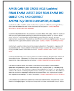 AMERICAN RED CROSS ACLS Updated  FINAL EXAM LATEST 2024 REAL EXAM 100  QUESTIONS AND CORRECT  ANSWERS(VERIFIED ANSWERS)AGRADE