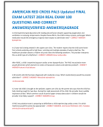 AMERICAN RED CROSS PALS Updated FINAL  EXAM LATEST 2024 REAL EXAM 100  QUESTIONS AND CORRECT  ANSWERS(VERIFIED ANSWERS)AGRADE