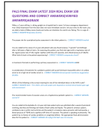 PALS FINAL EXAM LATEST 2024 REAL EXAM 100  QUESTIONS AND CORRECT ANSWERS(VERIFIED  ANSWERS)AGRADE