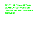 APHY 101 FINAL ACTUAL  EXAM LATEST VERSION  QUESTIONS AND CORRECT  ANSWERS
