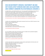 HESI OB MATERNITY VERSION / MATERNITY OB HESI  EXIT EXAM LATEST VERSION 2024-2025 165 QUESTIONS  AND CORRECT ANSWERS PLUS RATIONALES| GRADED A