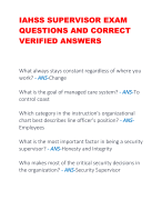 IAHSS SUPERVISOR EXAM  QUESTIONS AND CORRECT  VERIFIED ANSWERS