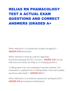 RELIAS RN PHAMACOLOGY  TEST A ACTUAL EXAM  QUESTIONS AND CORRECT  ANSWERS |GRADED A+