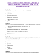 NRNP 6675 FINAL EXAM (VERSION-2, 100 Q & A, LATEST-2023/2024) / NRNP6675 FINAL EXAM: WALDEN UNIVERSITY