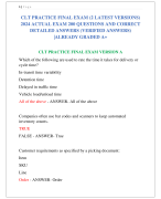 CLT PRACTICE FINAL EXAM (2 LATEST VERSIONS) 2024 ACTUAL EXAM 200 QUESTIONS AND CORRECT  DETAILED ANSWERS (VERIFIED ANSWERS) |ALREADY GRADED A+