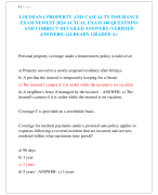 LOUISIANA PROPERTY AND CASUALTY INSURANCE  EXAM NEWEST 2024 ACTUAL EXAM 140 QUESTIONS  AND CORRECT DETAILED ANSWERS (VERIFIED  ANSWERS) |ALREADY GRADED A+