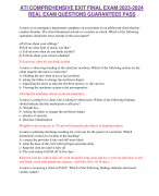 ATI COMPREHENSIVE EXIT FINAL EXAM 2023-2024 REAL EXAM QUESTIONS GUARANTEED PASS