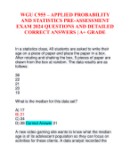 WGU C955 – APPLIED PROBABILITY AND STATISTICS PRE-ASSESSMENT EXAM 2024 QUESTIONS AND DETAILED CORRECT ANSWERS | A+ GRADE