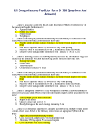 RN Comprehensive Predictor Form B (180 Questions And Answers)