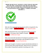 NR548/ NR 548 EXAM 1 NEWEST LATEST UPDATE 2024-2025  PSYCHIATRIC ASSESSMENT FOR THE PSYCHIATRIC MENTAL HEALTH NURSE PRACTITIONER REVIEW WEEK  1&2 QUESTIONS WITH CORRECT VERIED ANSWERS  GRADED A+