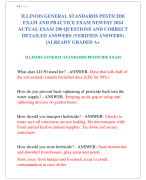 ILLINOIS GENERAL STANDARDS PESTICIDE  EXAM AND PRACTICE EXAM NEWEST 2024  ACTUAL EXAM 290 QUESTIONS AND CORRECT  DETAILED ANSWERS (VERIFIED ANSWERS)  |ALREADY GRADED A+