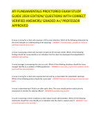 ATI FUNDAMENTALS PROCTORED EXAM STUDY  GUIDE 2024 EDITION/ QUESTIONS WITH CORRECT  VERIFIED ANSWERS/ GRADED A+/ PROFESSOR  APPROVED