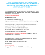 ATI RN MATERNAL NEWBORN PRACTICE / MATERNAL NEWBORN ATI 2019 PRACTICE EXAM 2019 EXAM TEST BANK 200 QUESTIONS AND CORRECT DETAILED ANSWERS WITH RATIONALES|ALREADY GRADED A+
