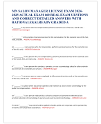 MN SALON MANAGER LICENSE EXAM 2024- 2025 ACTUAL EXAM 160 REAL EXAM UESTIONS  AND CORRECT DETAILED ANSWERS WITH  RATIONALES|ALREADY GRADED A