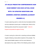ATI NCLEX PREDICTOR COMPREHENSIVE NGN  EXAM NEWEST 2024-2025 ACTUAL EXAM  WITH 150 UPDATED QUESTIONS AND  ANSWERS (VERIFIED ANSWERS) [ALREADY  GRADED A+]