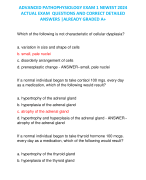 ADVANCED PATHOPHYSIOLOGY EXAM 1 NEWEST 2024 ACTUAL EXAM QUESTIONS AND CORRECT DETAILED ANSWERS |ALREADY GRADED A+