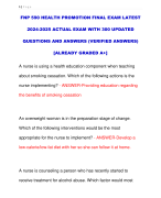 FNP 590 HEALTH PROMOTION FINAL EXAM LATEST  2024-2025 ACTUAL EXAM WITH 300 UPDATED  QUESTIONS AND ANSWERS (VERIFIED ANSWERS) [ALREADY GRADED A+]