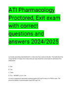 ATI Pharmacology Proctored, Exit exam with correct questions and answers 2024/2025