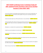 EMT FISDAP Cardiology Exam/ Cardiology Fisdap All 200+ Updated Practice Questions with Correct Verified Answers/ Latest 2024- 2025.