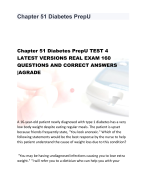 Chapter 51 Diabetes PrepU TEST 4  LATEST VERSIONS REAL EXAM 160  QUESTIONS AND CORRECT ANSWERS  |AGRADE