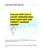Colorado POST (test 4)  LATEST VERSIONS REAL  EXAM QUESTIONS AND  CORRECT ANSWERS  |AGRADE