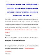 HESI FUNDAMENTALS RN EXAM VERSION 5  2024-2025 ACTUAL EXAM QUESTIONS AND  DETAILED CORRECT ANSWERS INCLUDING RATIONALES (GRADED A+)